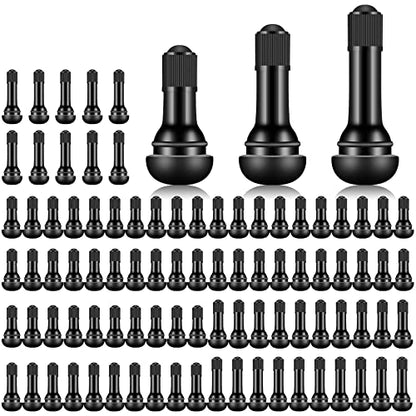 100 Pieces TR412 TR413 TR414 Tire Valve Stems Rubber Black Rubber Snap-in Valves,Tubeless Valve Stems Suit for 0.453 inch Rim Holes on Standard Vehicle Tires - size: 100pcs（TR412-50pcs、TR413-25pcs、TR414-25pcs）
