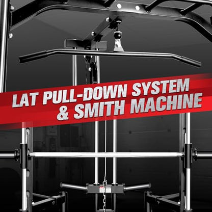 RitFit Smith Machine Power Rack with LAT-Pull Down System - style: Smith Machine Black 2.0