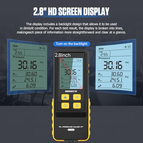 Oil Pressure Tester Kit, Digital Engine Oil Pressure Gauge