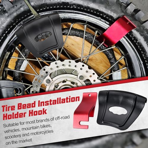 Motorcycle Tire Changing Tool Kit,Tire Bead Installation Holder Hook and Rim Protector, Ergonomic Tire Changing Tool for Off-Road Bikes, Dirt Bikes, Heavy-Duty Aluminum Alloy & ABS Plastic
