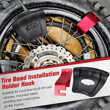 Motorcycle Tire Changing Tool Kit,Tire Bead Installation Holder Hook and Rim Protector, Ergonomic Tire Changing Tool for Off-Road Bikes, Dirt Bikes, Heavy-Duty Aluminum Alloy & ABS Plastic