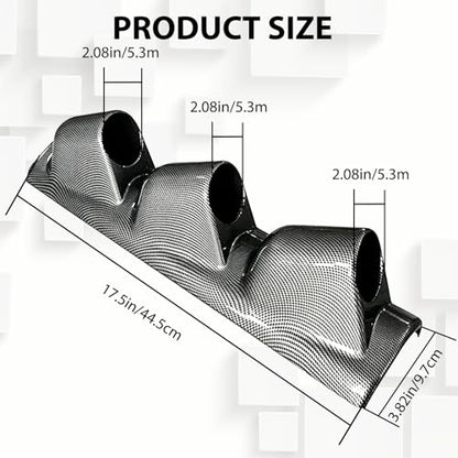 Universal Black 2" 52mm Triple 3 Hole Pillar Gauge Pod Holder, Automotive Housing Pods, ABS Plastic Auto Dash Mount Bracket, Dashboard Meter Cup Holder for Cars, Trucks (A/Triple Hole Carbon) - color: A/Triple Hole Carbon