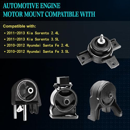 Motor Mount Kit for 2011-2013 Sorento 2.4L 3.5L FWD - size: A7198 A71018 A7196 A7195