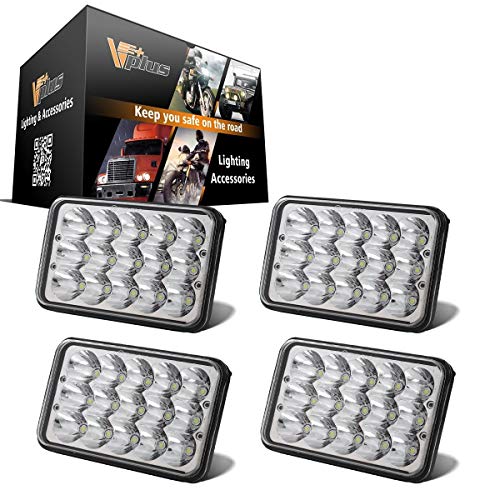Partsam 4PCS 4x6 LED Headlights Sealed Beam 6x4 H4651 H4666 H4656 Compatible with Kenworth KW 900/Peterbilt 379/Truck/K10 K20 Van RV Camper Headlamp Assembly