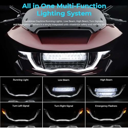 LED Headlight Assembly Fit for 2023-2026 Harley Touring Road Glide CVO FLTRT FLTRXSE FLTRXSTSE FLTRX FLTRXL (Clear) - color: Clear
