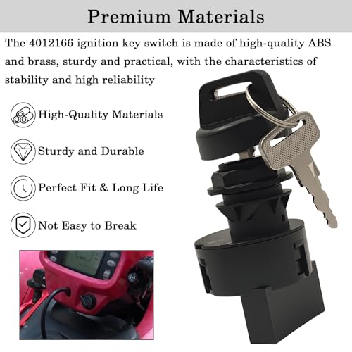 4012166 Ignition Key Switch, 4 Position 6 Pins for Polaris Ranger 400 500 570 800-Mid-Size ETX EV-Li-Ion RZR 570-Base ACE 325 500 570 900 Replaces 4011142 - size: 4012166