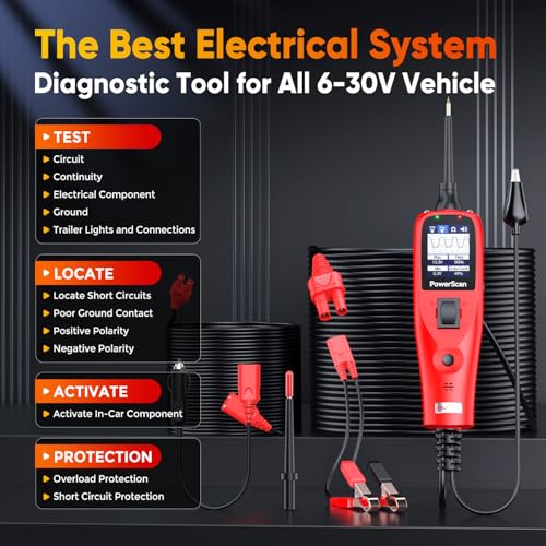 Autel PowerScan PS100 Power Circuit Probe Kit 2026, for All 12V 24V Cars - color: Red