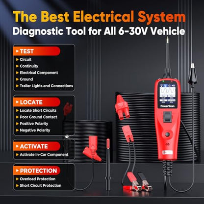 Autel PowerScan PS100 Power Circuit Probe Kit 2026, for All 12V 24V Cars - color: Red