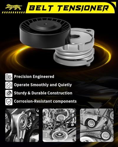 Oktiger High Performanced Belt Tensioner Assembly with Pulley Fits for Volvo S60 2012 2013 2014 2015 2016, V60 2015 2016, Xc60 2015 2016, Xc70 2016, 2.5L L5, Replace OE # 39116, 534026810, 1465914 - size: 39116