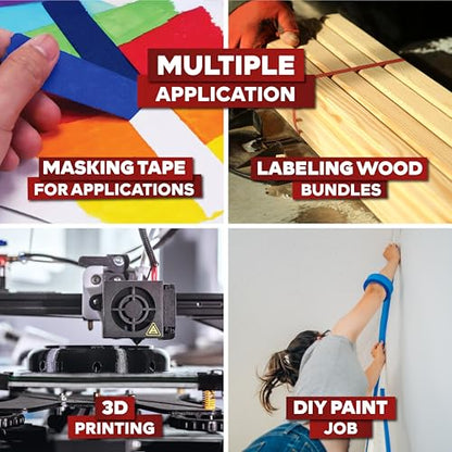 XFasten Professional Blue Painters Tape, Multi-Use, 3/4 Inches x 60 Yards (3-Pack) - Produces Sharp Lines and Residue-Free Artisan Grade Clean Release Wall Trim Tape - size: 3/4 Inches x 60 Yards (3-Pack)