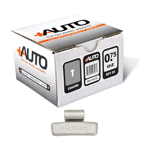 +AUTO T-Style Coated Steel Clip-On Wheel Weights, Aluminum Wheels, Passenger Cars, Light Trucks, SUV's, Exceeds OE Spec, USA Professional Grade, 1 Box - Qty 25 (0.75 oz) - size: 0.75 oz