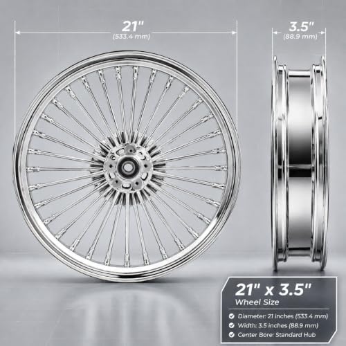 TOFR 21x3.5 Fat Spoke Chrome Front Wheel For Harley Softail Choppers - color: Chrome, size: Front:21x3.5