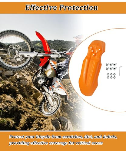 E-Bike Front Fender with Screw Kit Waterproof (Orange) - color: Orange