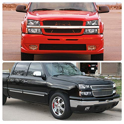 DWVO Headlights Assembly Compatible with 2003-2006 Chevy Silverado Black - color: A Black Housing Amber Reflector Clear Lens