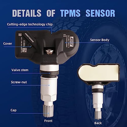 4Pcs TPMS Tire Pressure Monitoring System Sensor 433 MHz OBD/Auto Re-learn Adaptation Compatible with BMW 335i 328i 435i Mini Replaces 36106798872 6798872 36106890964 36106874830 - color: TPMS-36106798872