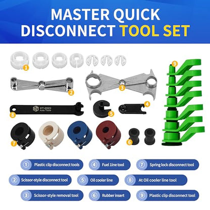 Kuntech 25pcs Master Quick Disconnect Tool Set, Fuel Line Disconnect Tool Kit for Automotive A/C Fuel & Transmission Systems, Transmission Line Disconnect Tool Compatible with Various Automotives - size: 25pcs