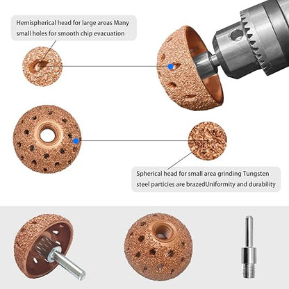 Tire Repair Patch Tools Complete Kit - 42mm Steel Buffing Wheel, HSS Drill Bits (3/4.5/6mm), Utility Knife & Wax Marker for Tire Grinding, Polishing and Plug Installation(HT-M07)
