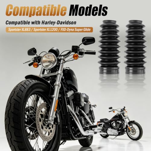 2PCS 39mm Extended Motorcycle Front Fork Guards Covers with 4 Cable Ties