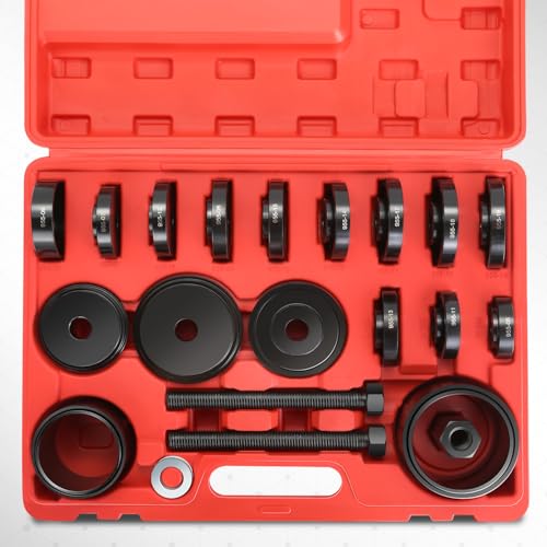 DNA Motoring 24pcs Front Wheel Bearing Press kit, Bearing Puller Tools Wheel Drive Bearing Removal Tool Kit with Sliding Screws Universal Bushings Sleeves Storage Case, TOOLS-00715 - style: F-Wheel Bearing Press kit