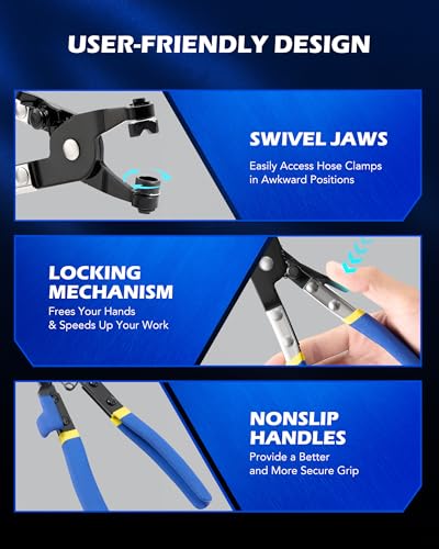 OMT 9pcs Hose Clamp Pliers for Fuel Oil & Water Hoses - color: Blue