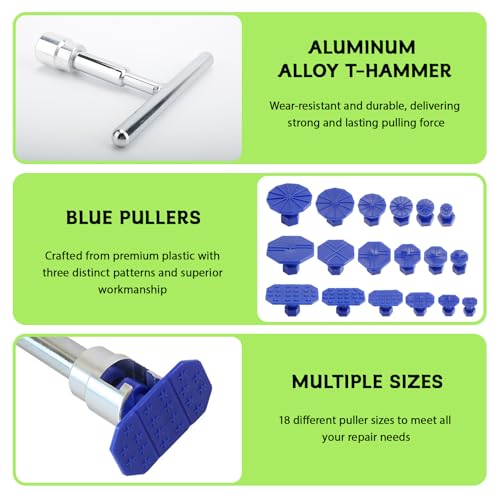 19PCS Car Dent Puller Kit, Dent Removal Tools,Paint-Safe Dents Repair Tool