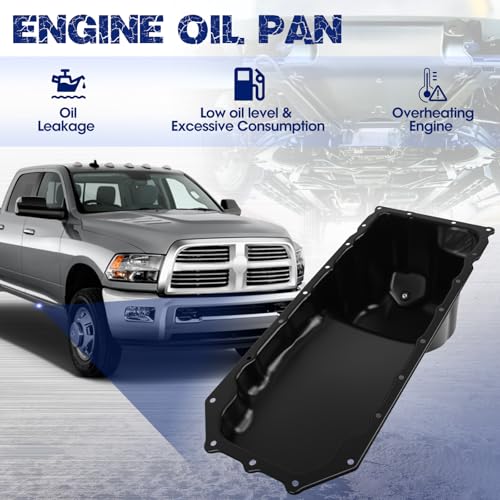 Transmission Oil Pan with Drain Plug, Fit for Dodge Ram 1500/2500 2003-2010, Fit for Dodge Ram 3500 2003-2009, Ram 1500/2500/3500 2011-2018, V8 5.7L, OE 264260, 4893207AA, 53021334AF, CRP34A - size: 264-260