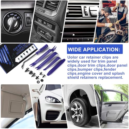 Uolor 265PCS Car Bumper Retainer Clips Plastic Rivets Auto Fasteners Push Retainer Kit Most Popular Sizes Auto Push Pin Rivets Set -Door Trim Panel Fender Clips for GM Ford Toyota Honda Chrysler