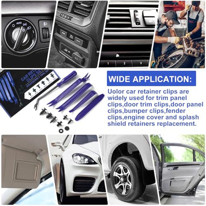 Uolor 265PCS Car Bumper Retainer Clips Plastic Rivets Auto Fasteners Push Retainer Kit Most Popular Sizes Auto Push Pin Rivets Set -Door Trim Panel Fender Clips for GM Ford Toyota Honda Chrysler