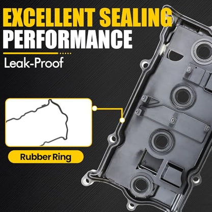 Engine Valve Cover Compatible with 2013-2018 Nissan Altima Rogue Murano 2.5L 2014 Pathfinder 2.5L 2014-2017 Infiniti QX60 Hybrid 2.5L Part 132643kY0A - color: Black (Upgrade Plastic)