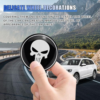 4PCS Skull Car Wheel Hub Center Cap Sticker, 2.2 Inch/56MM(Silver) - color: Silver