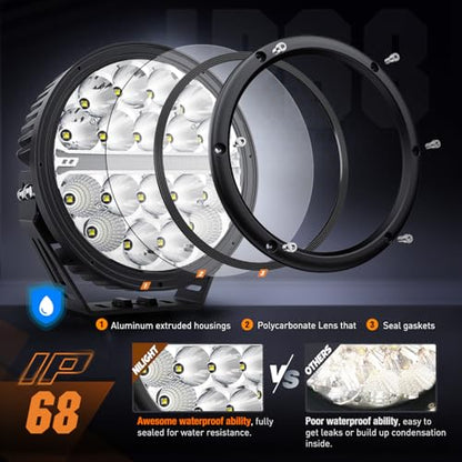 Nilight 7" Round LED Offroad Driving Light with Amber DRL 90W IP68 - color: 2Pcs 90w 7Inch amber DRL Light Kit