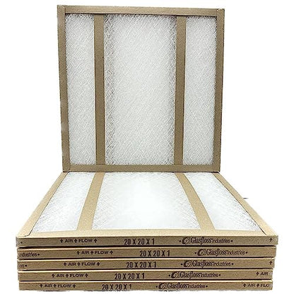 20x20x1 Fiberglass Air Filters, 6-Pack, AC & Furnace, Glasfloss - size: 20x20x1
