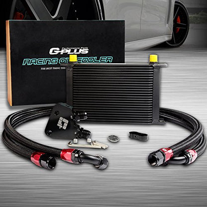 G-PLUS 25 Row AN10 Engine Transmission Oil Cooler Kit + Oil Cooler Sandwich Plate - color: Black, size: LS1 LS2 LS3 LSX VE HSV