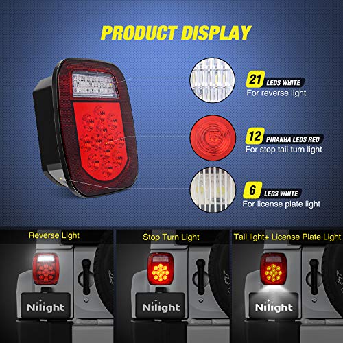 Nilight 2PCS 39 LED Combination Trailer Tail Lights, Universal Stud Mount - color: Universal Tail Light-Hardwired