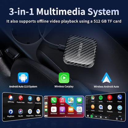 Wireless CarPlay Ai Box with Net-Flix/YouTube/TF Card Slot Convert Wired CarPlay to Wireless for 2016 and Above Original Wired CarPlay Touchscreen Car,Plug&Play Easy Setup Android Auto Car Video Box
