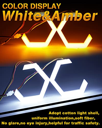 Qasim Hexagon Angel Eyes 70MM White DRL+Amber Turn Signal Light