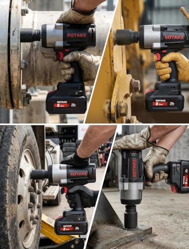 ROTAKE 20V 1" Pro Heavy-Duty Cordless Impact Wrench Kit, 1880 FT-LBS, TB6 - size: 1" (1880 ft-lbs) TB6