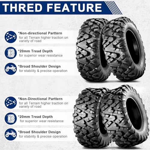 ‌MaxAuto UTV/ATV Tire Set - 4-Pack (2x27x9-14 Front & 2x27x11-14 Rear) - All-Terrain Off-Road Performance, 6-Ply Tubeless Construction, Enhanced Traction & Durability for Side-by-Side Vehicles - size: 27x9-14 Front & 27x11-14 Rear