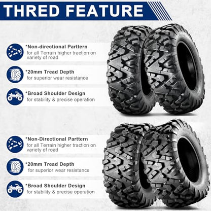 ‌MaxAuto UTV/ATV Tire Set - 4-Pack (2x27x9-14 Front & 2x27x11-14 Rear) - All-Terrain Off-Road Performance, 6-Ply Tubeless Construction, Enhanced Traction & Durability for Side-by-Side Vehicles - size: 27x9-14 Front & 27x11-14 Rear