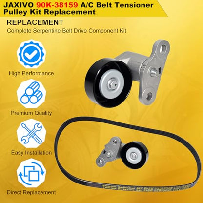 90K-38159 A/C Belt Tensioner Pulley Kit Compatible with 03-06 Escalade ESV Express 2500 Van Yukon Denali,99-08 Silverado Sierra 1500 2500HD,03-07 H2,00-08 Yukon XL 2500 Replace 4K378 12562065