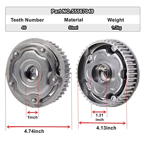 Camshaft Exhaust Sprocket, for Chevrolet Aveo(2009-2011 4Cyl 1.6L),for Pontiac G3(2009-2010 4Cyl 1.6L),for Saturn Astra (2008-2009 4Cyl 1.8L) Engine Timing Camshaft VVT Gear, #55567048 55567049