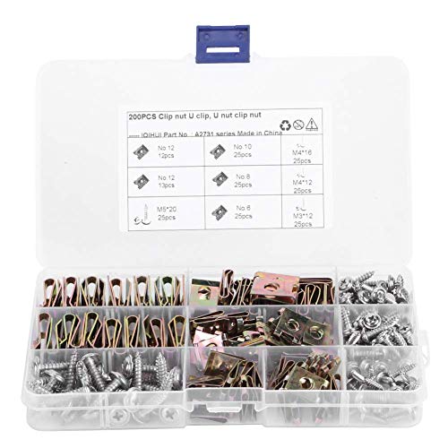 Watris Veiyi Auto Car U Clip, 200Pcs Screw Clips with Screws