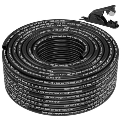 1/2" DOT Air Line, 100FT SAE J844 PA12 Nylon Air Tubing with Cutter - size: 1/2" OD 100FT