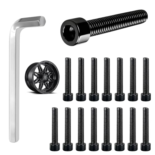 1001-63-B/1001-63GB Center Cap Screws w/Adapter, for Fuel Offroad Wheels - color: Black, Long