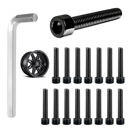 1001-63-B/1001-63GB Center Cap Screws w/Adapter, for Fuel Offroad Wheels - color: Black, Long