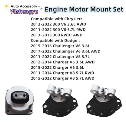 Engine Motor Mount Kit for 2011-2022 Charger/Challenger - size: 2011-2022 Chrysler 300 3.6L V6/5.7L V8