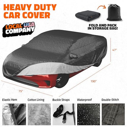 Mockins 190"x75"x47" Midsize Sedan Car Cover Waterproof All Weather Fit - size: Sedan - Medium - 190" x 75" x 47"