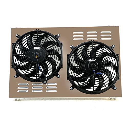 Aluminum Radiator Shroud+2x12 Fans Compatible with Chevy Chevelle El Camino Pontiac GTO 1968-1972 1969 70 71 w/Relay Wiring Harness