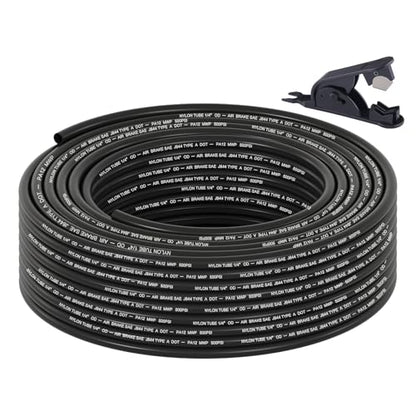 1/4" DOT Air Line, 100FT SAE J844 PA12 Nylon Air Tubing with Cutter - size: 1/4" OD 100FT