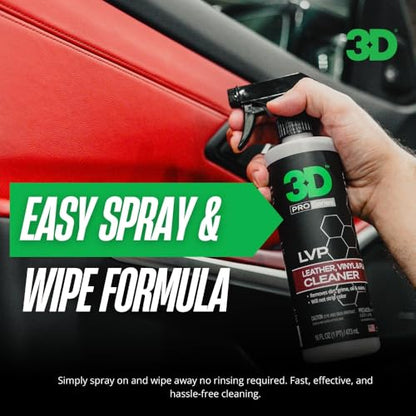 3D LVP Interior Cleaner - Removes Dirt, Grime, Grease, Oil & Stains from Leather, Vinyl & Plastic - Great for Seats, Steering Wheels, Door Panels, Dashboards - Car, Office, Home Use 16oz. (Pack of 2) - size: 15.89 Fl Oz (Pack of 2)